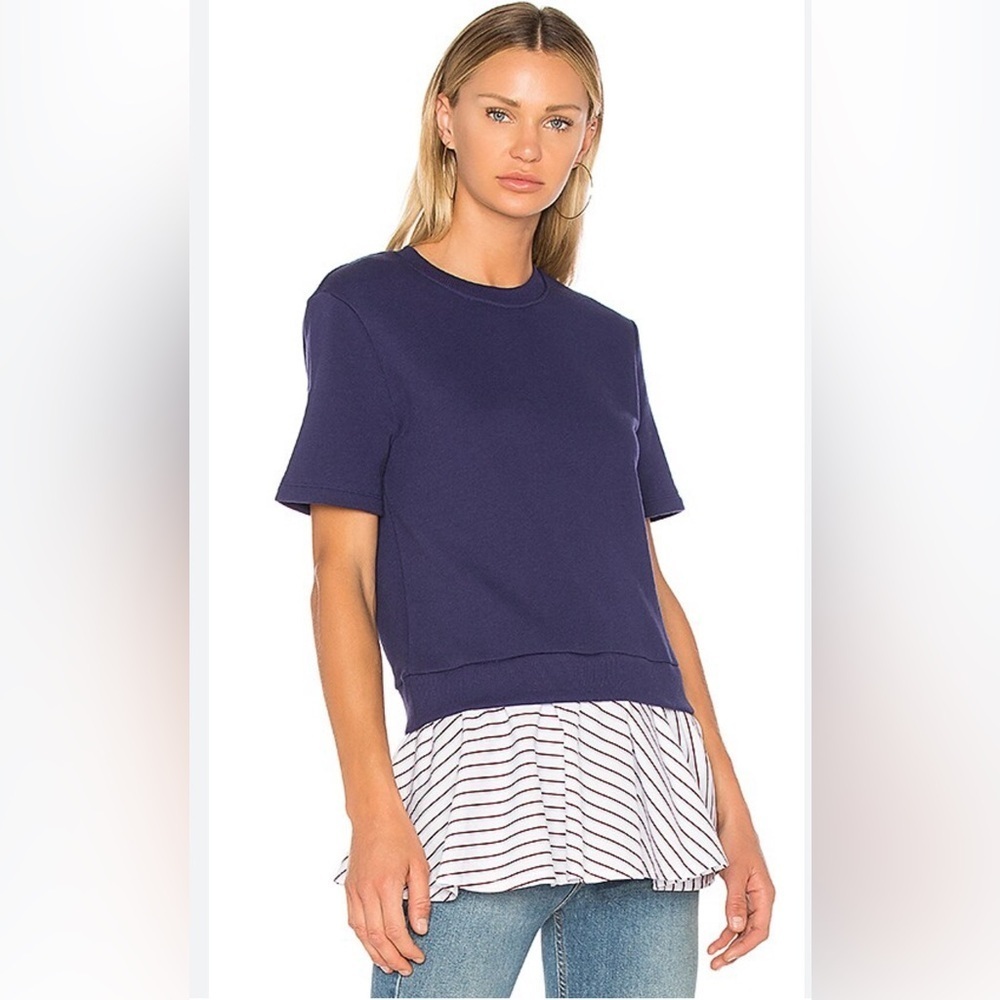 Carven Baby Doll Tee in Bleu Gendarme, Size L